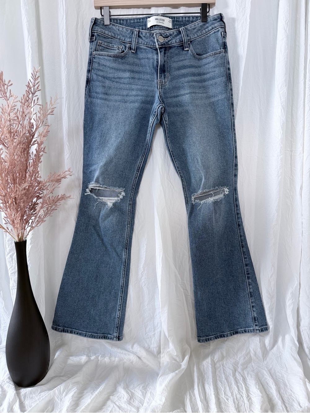 Hollister Low Rise Distressed Medium Blue Boot Jeans